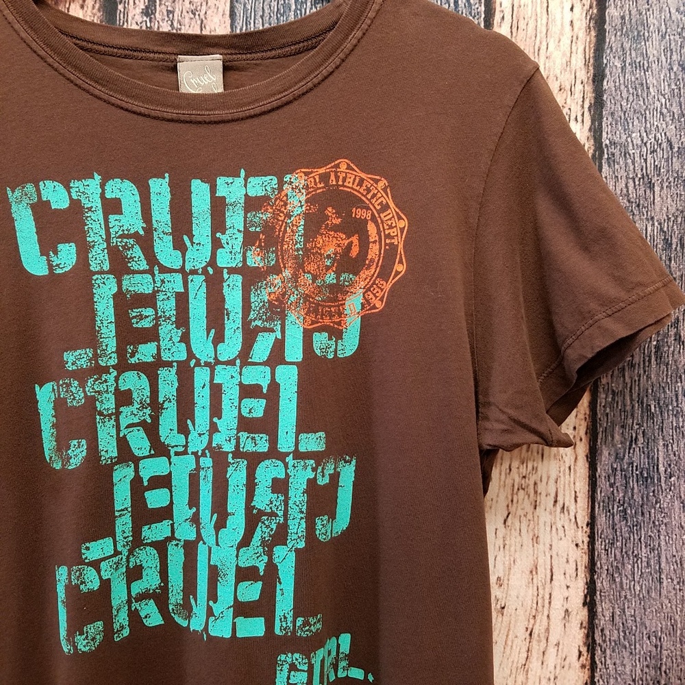 Cruel Girl Brown and Turquoise Top